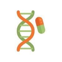 Dna double helix structure combining with medical pill icon vector