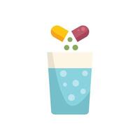 Dissolving effervescent pill in a glass of water vector