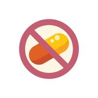 Prohibition sign crossing a pill illustrating drug ban vector