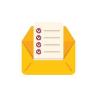 Open yellow envelope containing checklist for sending important documents vector
