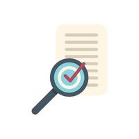 Magnifying glass examining document with check mark symbol for verification and approval vector