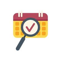 Magnifying glass examining approved appointment on calendar for business schedule planning vector