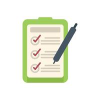 Clipboard with checklist and pen indicating completed tasks vector