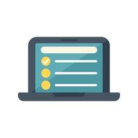 Laptop showing online survey with checkmarks and radio buttons vector