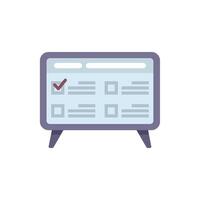 Modern interactive whiteboard displaying a checklist with one item marked as complete vector