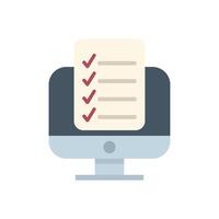 Desktop computer displaying checklist for online survey vector
