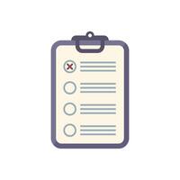 Clipboard showing check marks and one cross mark on checklist vector
