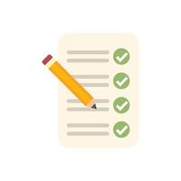 Pencil checking off items on checklist icon vector