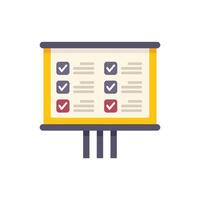 Whiteboard showing completed checklist with check marks on it vector