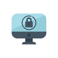 Computer security system showing lock icon on screen vector