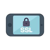 Smartphone showing ssl certificate secure connection icon vector