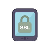 Mobile phone displaying ssl lock icon for secure connection vector