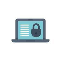 Laptop showing security padlock icon on screen vector