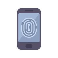 Smartphone displaying fingerprint scanner for security access vector