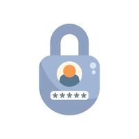 Padlock protecting user account with password, cybersecurity concept vector