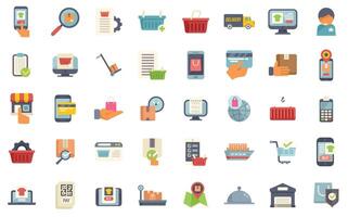 Online shopping and delivery icons showing purchase and shipping process vector