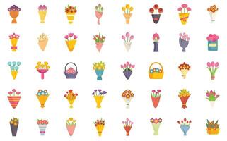 Big set of colorful flower bouquets in different styles for every occasion vector