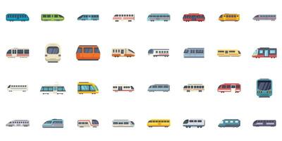 Large set of different passenger trains moving forward and from front view vector