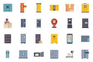 Collection of colorful icons representing automated parcel lockers for deliveries vector
