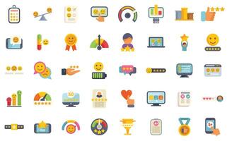 Customer feedback icons showing satisfaction levels, reviews, and ratings vector
