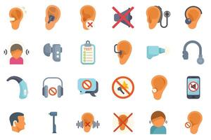 Hearing loss icons showing deafness and ear canal problems vector