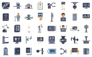 Radiologist using xray machine for medical exam icons set vector