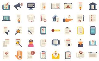 Disclaimer sign icon set. Business agreement illegal contract warning message notification mark symbol pictogram collection vector
