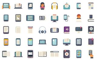 Set of icons representing different ways of reading in the digital age vector