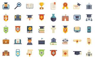 Faculty member searching for graduates using magnifying glass with large set of university icons representing different faculties vector