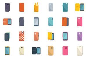Collection of smartphone cases showing different styles and colors vector