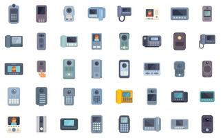 Large set of modern intercom icons showing different types of intercoms vector