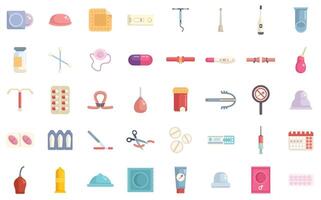 Large set of contraception icons showing options for birth control vector