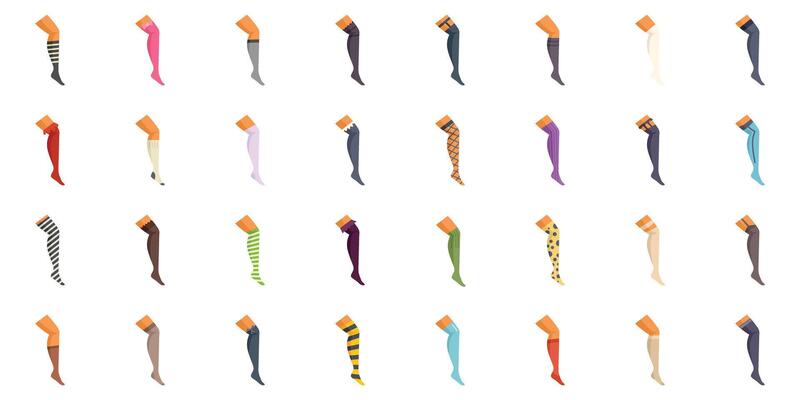 Collection of colorful stockings on mannequin legs for fashion design