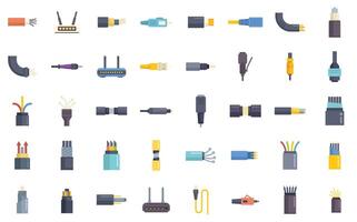 Set of electrical connectors and network cables connecting devices vector