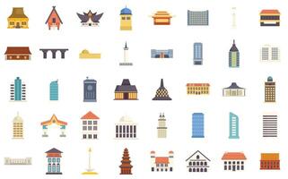 Indonesian famous buildings showing traditional and modern architecture vector