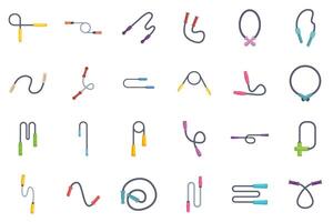 Set of colorful skipping ropes for fitness training and exercise vector