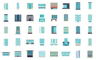 Collection of various buildings showing modern urban architecture vector
