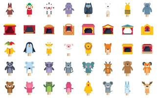 Puppet show characters and stages for entertaining children with imagination vector