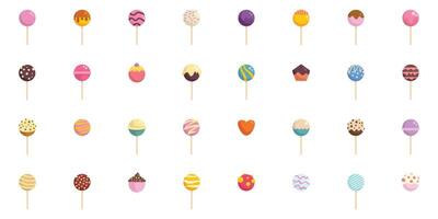 Cake pops showing variety of colors and flavors on sticks vector