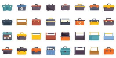 Toolbox set for repairing and storing instruments with handle and without in flat style vector