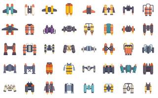 Large set of different jetpacks allowing flight with firepower vector