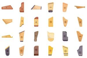 Set of gusli icons showing different types of traditional slavic string instruments vector
