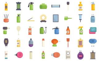 Big set of colorful icons depicting various mosquito repellent devices and products vector
