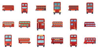Set of london double decker red buses showing different sides and angles vector