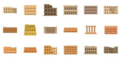 Collection of ancient roman architecture, colosseum, pantheon, and more vector