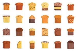 Easter bread icons set showing different types of kulich vector