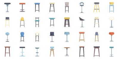 Big set of bar stools in different styles for home and public places vector
