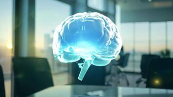 Digital brain human AI 3D virtual thinking modern lab research imagination creativity skill technology intelligence idea innovation concept mind medicine health office business tech video