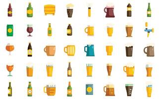 Different types of beer glasses, bottles and cans for drinking alcohol at the bar vector