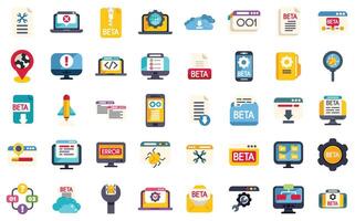 Software testing and debugging icons showing bugs and errors vector